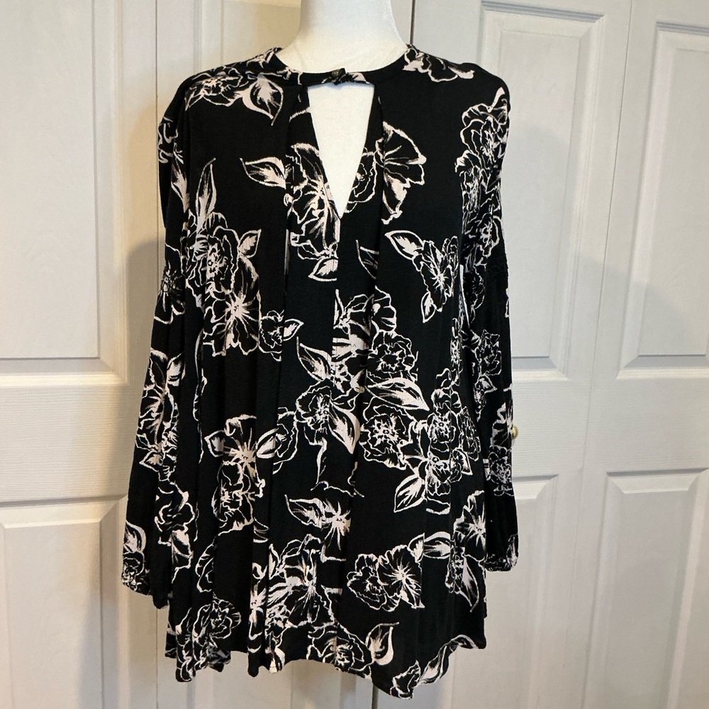 🌹 Free People Floral Black and White Mini Dress XS - Picture 2 of 6